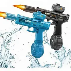 MOVI - PISTOLA AGUA ELECTRICA CON LUZ, 300 ML COLOR AZUL Y NEGRO