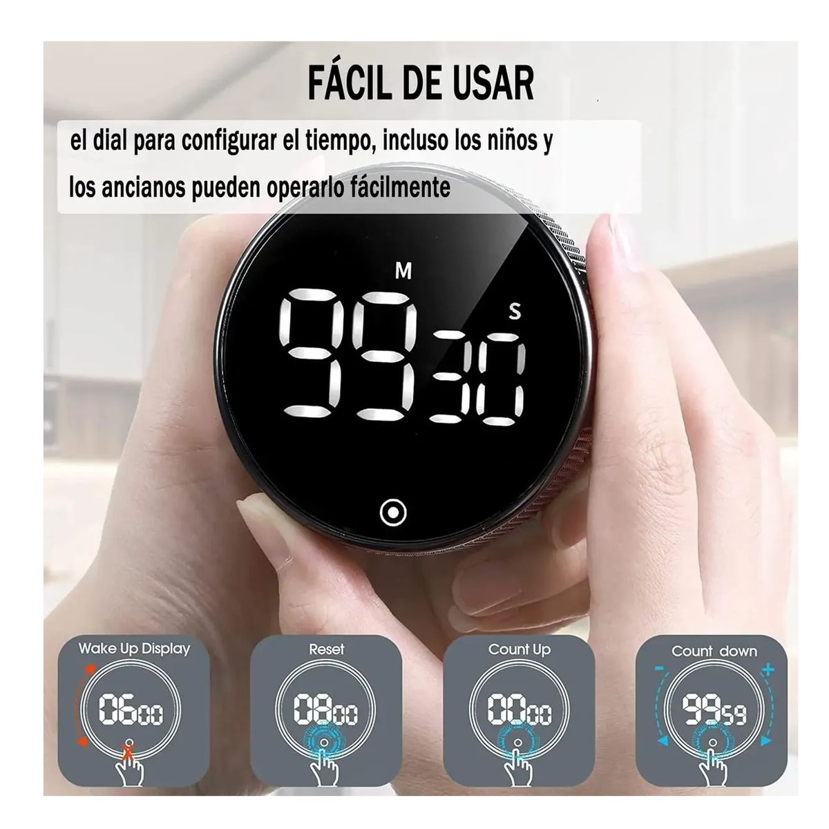 GENERICO - Temporizador  Cronometro Cocina Digital Magnético Ajustable