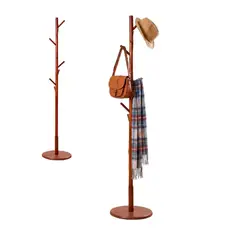 ESHOPANGIE - Perchero Colgador De Pie Madera 8 Ganchos Armable 172x38cm