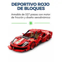 GENERICO - Auto de Carreras Bloques de Construcción 527 Piezas Motor Fricción Pull-Back Coleccionable