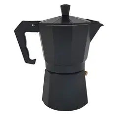 GENERICO - Cafetera Italiana Greca Negra 9 Tazas Aluminio Negro