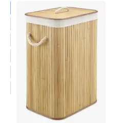GENERICO - Canasto Cesta Ropa Sucia Rectangular Bambu Plegable