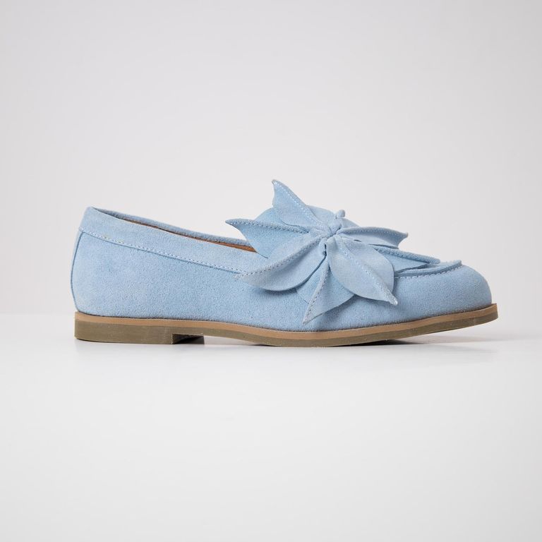 Mocasin Cuero Mujer Marea Azul Azul 35