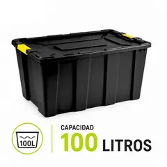 GENERICO - Caja Plástica Organizadora Baul 100 Litros Con Tapa Multiuso Contenedor Organizador BELUG