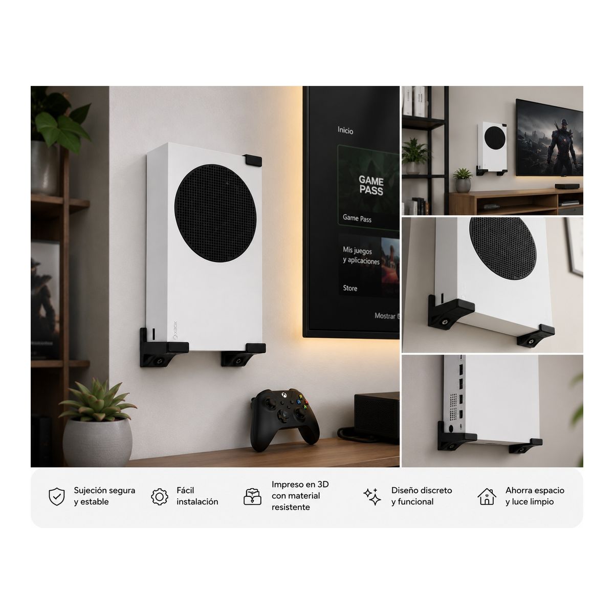 GENERICO - Soporte Xbox Series S Pared Base Muro Consola