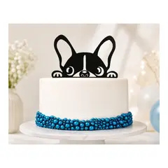 GENERICO - Topper Bulldog Francés para Torta Cumpleaños Fiesta
