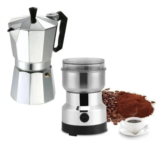 Cafetera Italiana 9 Tzs Cafetera Portatil + Molino Electrico