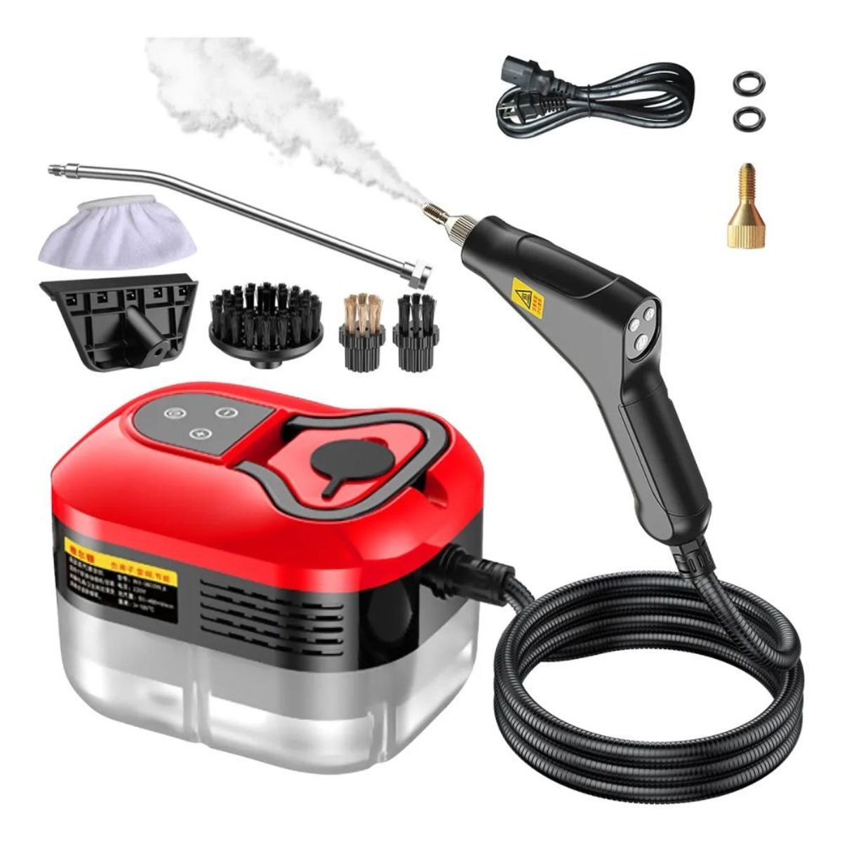 GENERICO - Maquina Vapor Limpiador Manual Alta Potencia Portátil 2500w Rojo
