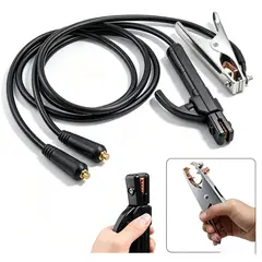 TSKY CHILE SHOPPING - Juego de Cables para Soldadora 120-200A Pinza Tierra + Porta Electrodo 1.5m Profesional