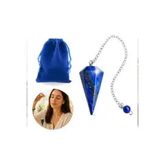 COMPUTECH - Péndulo Adivinación Reiki Radiestesia Plata 925 Lapislazuli Color Azul