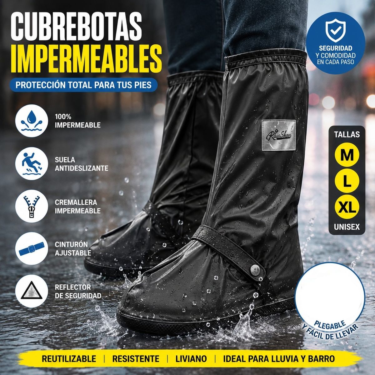 MOVI - Cubrebotas Impermeables con Suela Antideslizante Reutilizables para Lluvia