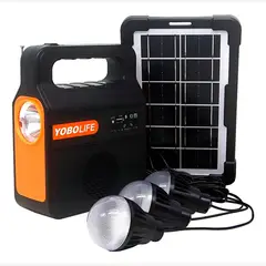 GENERICO - Kit Emergencia Solar Luces Led Recargable 3 Ampolletas Camping Cargador Celular Radio 2RL YOBOLIFE