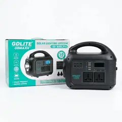 GENERICO - Kit De Emergencia Camping Generador 150w Solar Portátil Con Linterna Led 3 Bombillas + Panel Solar