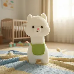TODOHOGAR SANTIAGO DE CHILE - Peluche Alpaca Blanca Con Bolso Verde Suave Y Abrazable