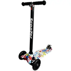 DBLUE - Monopatin Scooter Infantil Plegable 4 Ruedas Con Luz Blanco