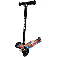 DBLUE - Monopatin Scooter Infantil Plegable 4 Ruedas Con Luz Rojo