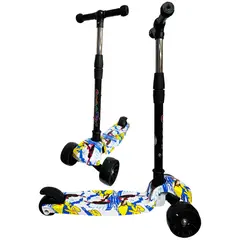 DBLUE - Monopatin Scooter Infantil Plegable 3 Ruedas Estampado Azul