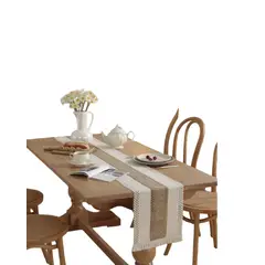 GENERICO - Camino de mesa tejido 33X180cm Blanco Beige