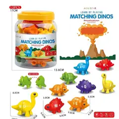 GENERICO - JUEGO EDUCATIVO DE EMPAREJAMIENTO DE DINOSAURIOS APRENDIZAJE DE ALFABETO Y COLORES 13 PIEZAS.
