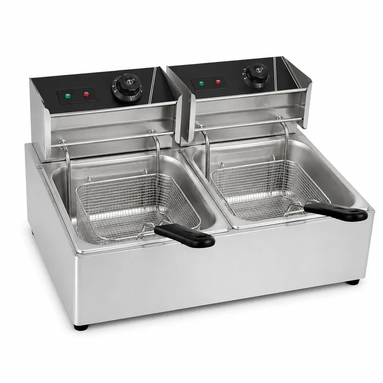 DOPA Freidora Eléctrica Doble Acero Inoxidable 2 Canastillos