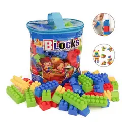 GENERICO - BLOQUE DE CONSTRUCCIÓN INFANTILES B-BLOCKS 100 PIEZAS CON BOLSO AZUL.