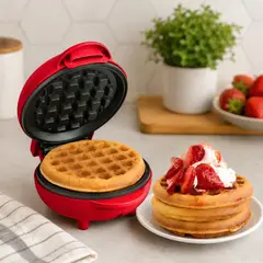 GENERICO - Waflera Eléctrica Compacta 350W Antiadherente con Luz Cocina