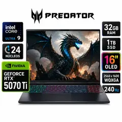 ACER - Notebook Gamer Predator Helios Neo AI 16S RTX 5070 Ti16" OLED 240Hz Intel Core Ultra 9 32GB 1TB SSD
