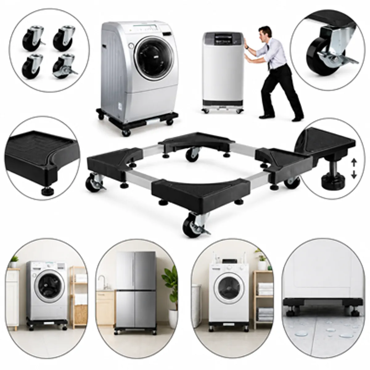 GENERICO - Base Soporte Multiusos Con Ruedas 360 Lavadora Refrigerador