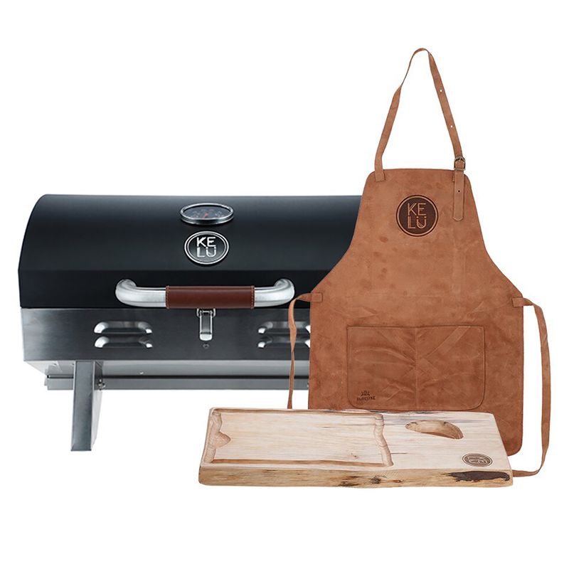 KELU - Pack Parrilla Kelü Pechera de Cuero  Tabla de M
