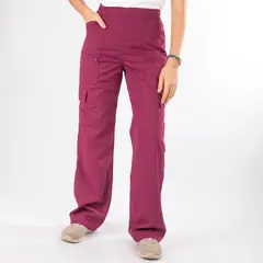 PAOLA TALA - Pantalón Clínico Cargo Área Médica Mujer Media Cintura Elasticada - Modelo Carla