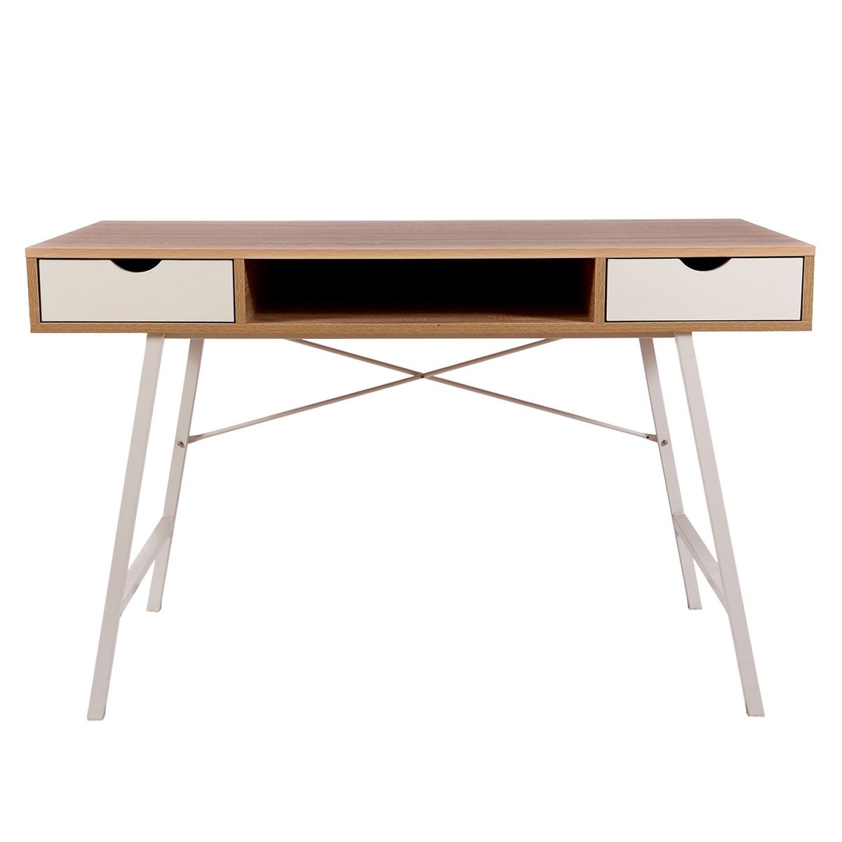 NOVAHUS - Escritorio Vintage Con Dos Gavetas Beige