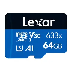 LEXAR - Tarjeta micro SD de 633x 64GB, tarjeta microSDXC UHS-I con adaptador SD