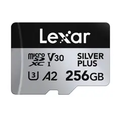 LEXAR - Tarjeta Micro SD profesional Silver Plus de 256 GB, UHS-I, C10, U3, V30, Full HD y 4K,