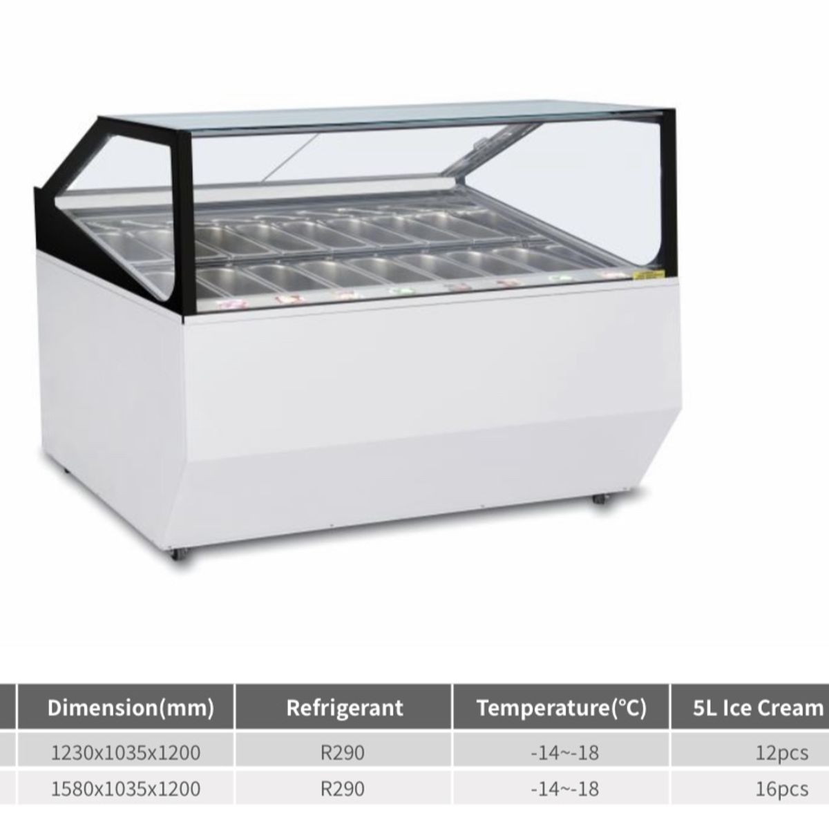 BOZZO - Barquillera 16 Sabores Vitrina Helados Ventilada BOZZO