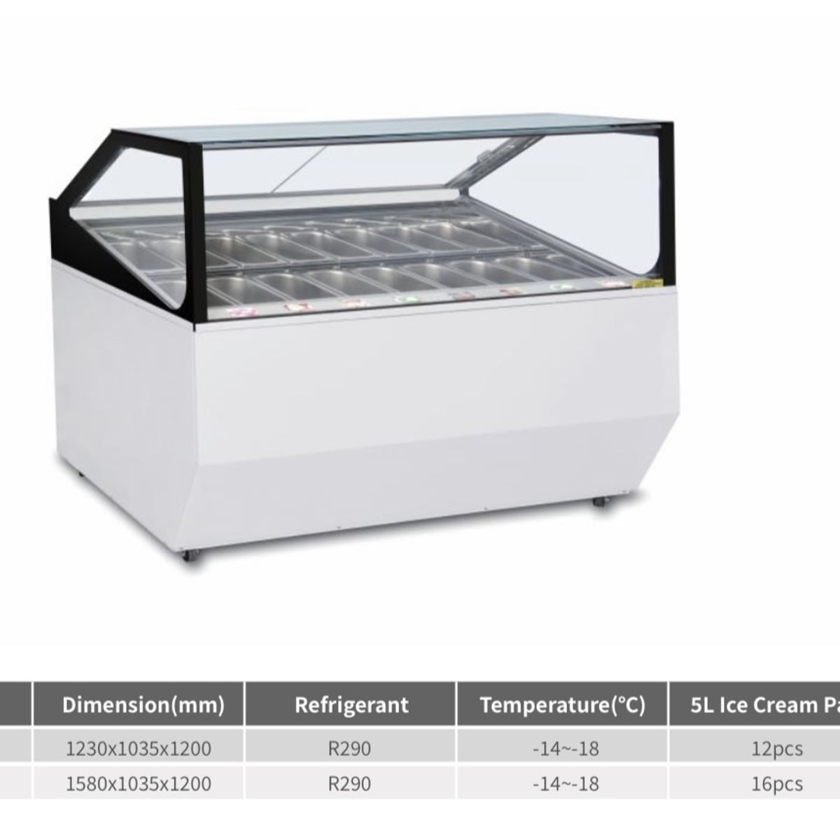 BOZZO - Barquillera 16 Sabores Vitrina Helados Ventilada BOZZO
