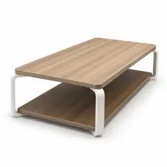 GENERICO - Mesa de Centro Rectangular 140x60x43 cm 2 Niveles Tablero 15 mm Color Cedro Estilo Moderno