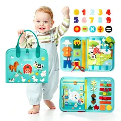 TSKY CHILE SHOPPING - Tablero Sensorial 9 en 1 Maletín Portátil Educativo Granja para Niños Pequeños
