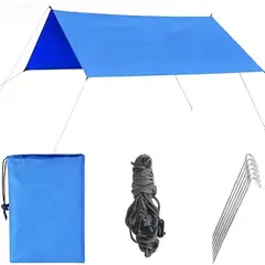 GENERICO - Toldo Vela Sombra Rectangular, Carpa Camping 3 X 3 Azul