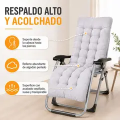 GENERICO - Cojín Almohada Para Reposera Terraza Colchoneta Color Gris
