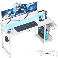 YOMYM - Escritorio Oficina Con un cajón Altura ajustable Blanco 100×50×76CM