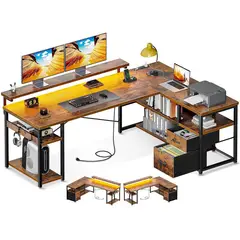 YOMYM - Escritorio Oficina Forma L Con 2 Cajones Altura Ajustable 154×110×70cm Amarillo