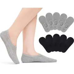 AMBM SHOP - Set 10 Pares Calcetines Invisibles Cortos 5 pares negros + 5 pares grises