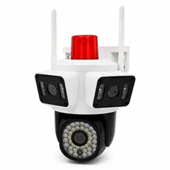 GENERICO - Cámara de vigilancia triple lente wifi con alarma sonora y lumínica