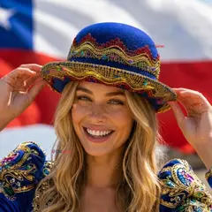 UTILISIMO - Sombrero Gorro Caporal Mujer Fiestas Patrias Azul Baile Típico