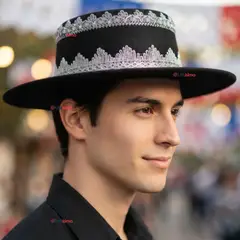UTILISIMO - Sombrero Gorro Caporal Hombre Fiestas Patrias Negro Baile Típico