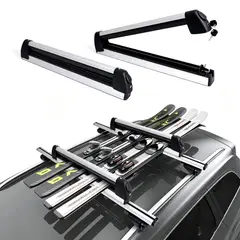 TSKY CHILE SHOPPING - Porta Esquís y Snowboard 78cm Aluminio Cerradura Antirrobo para Barras de Techo