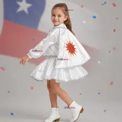 UTILISIMO - Traje Tirana Diablada Blanco 3 Piezas Niña Baile Típico Fiestas Patrias