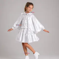 UTILISIMO - Traje Tirana Diablada Blanco 3 Piezas Niña Baile Típico Fiestas Patrias