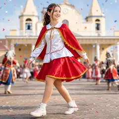 UTILISIMO - Traje Tirana Diablada Rojo 3 Piezas Juvenil Baile Típico Fiestas Patrias