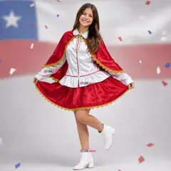 UTILISIMO - Traje Tirana Diablada Rojo 3 Piezas Juvenil Baile Típico Fiestas Patrias